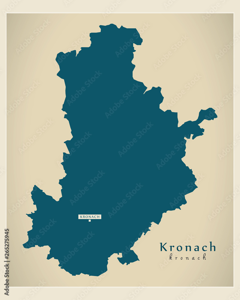 Modern Map - Kronach county of Bavaria DE