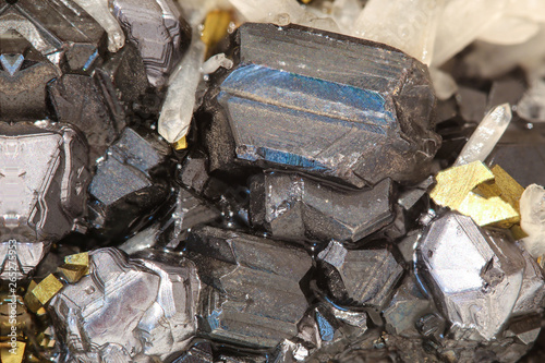 Tableau sur toile Detail of quartz magnetite and pyrite crystal