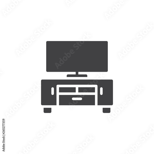Home theater furniture vector icon. filled flat sign for mobile concept and web design. Modern TV table stand glyph icon. Symbol, logo illustration. Pixel perfect vector graphics