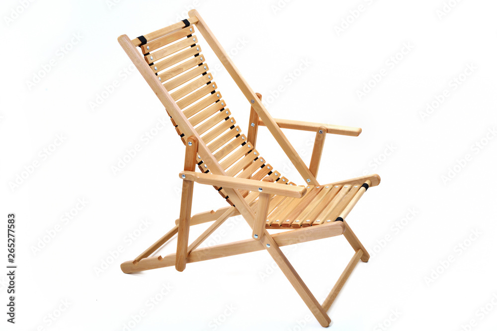 wooden chair chaise lounge on white background