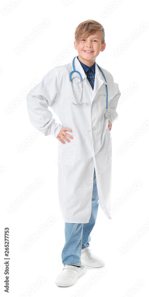 Portrait of little doctor on white background Portrait of little doctor on white background