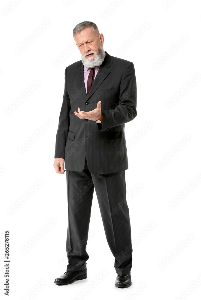 Disturbed mature businessman on white background Disturbed mature businessman on white background
