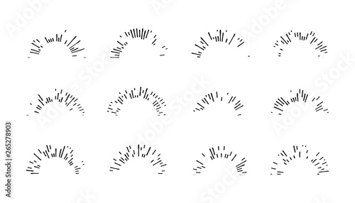 Collection black Sunbursts. Vector illustration