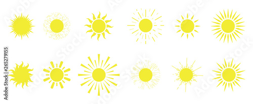 Suns Icon set. Sun silhouette. Vector illustration