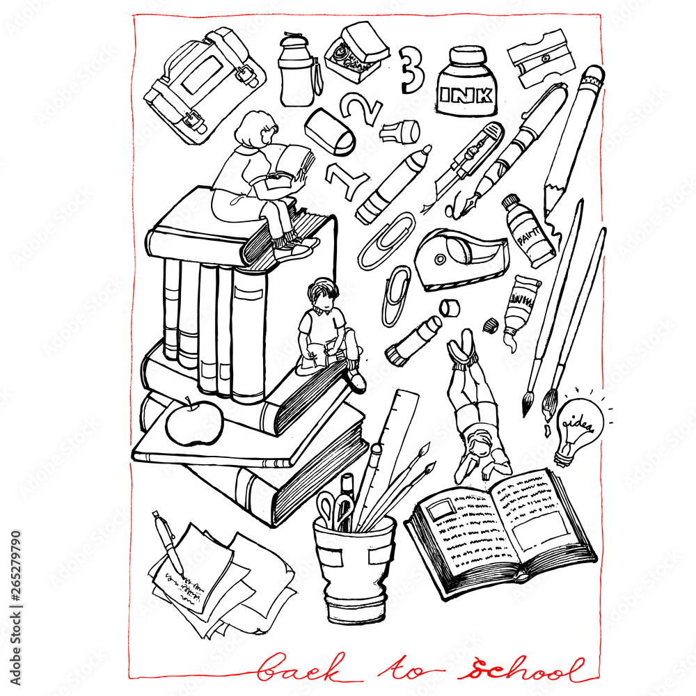 Obraz premium back to school, doodle sketch