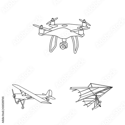 Isolated object of plane and transport logo. Set of plane and sky vector icon for stock.