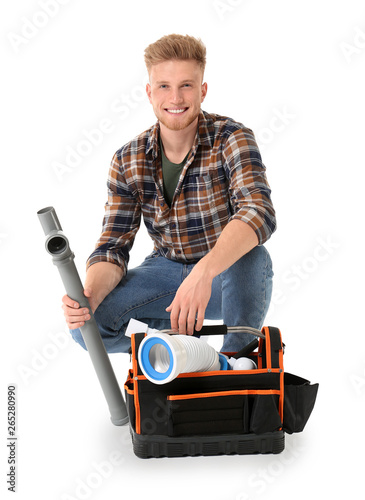 Handsome plumber with tools...