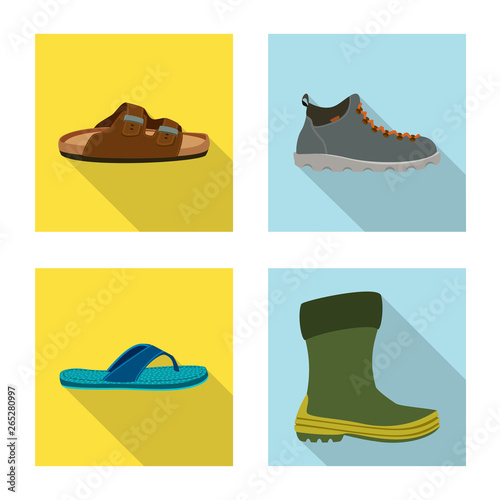 Vector design of shoe and footwear symbol. Collection of shoe and foot stock vector illustration.