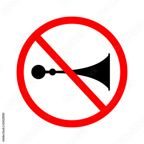 ์No sound horn sign vector. Do not honk the horn.