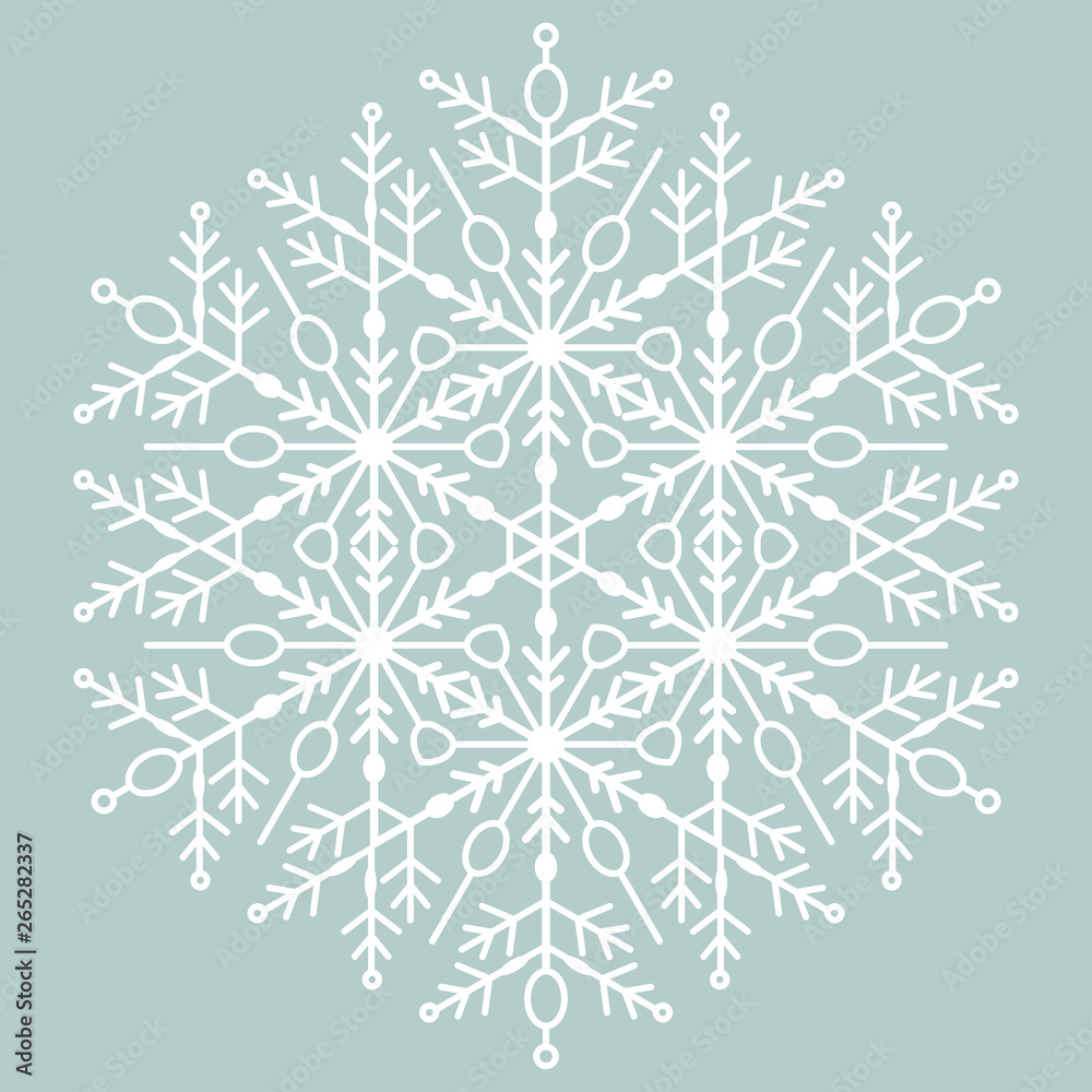 Round white snowflake. Abstract winter ornament. Fine snowflake Round white snowflake. Abstract winter ornament. Fine snowflake