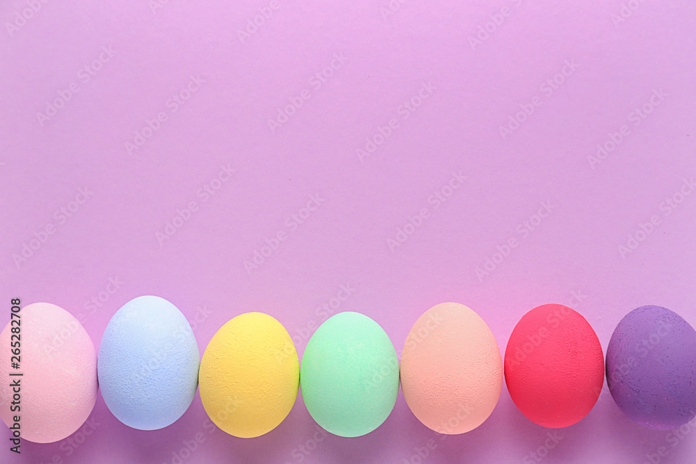 Beautiful Easter eggs on color background Beautiful Easter eggs on color background