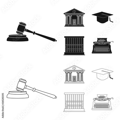 Isolated object of law and lawyer symbol. Set of law and justice vector icon for stock.