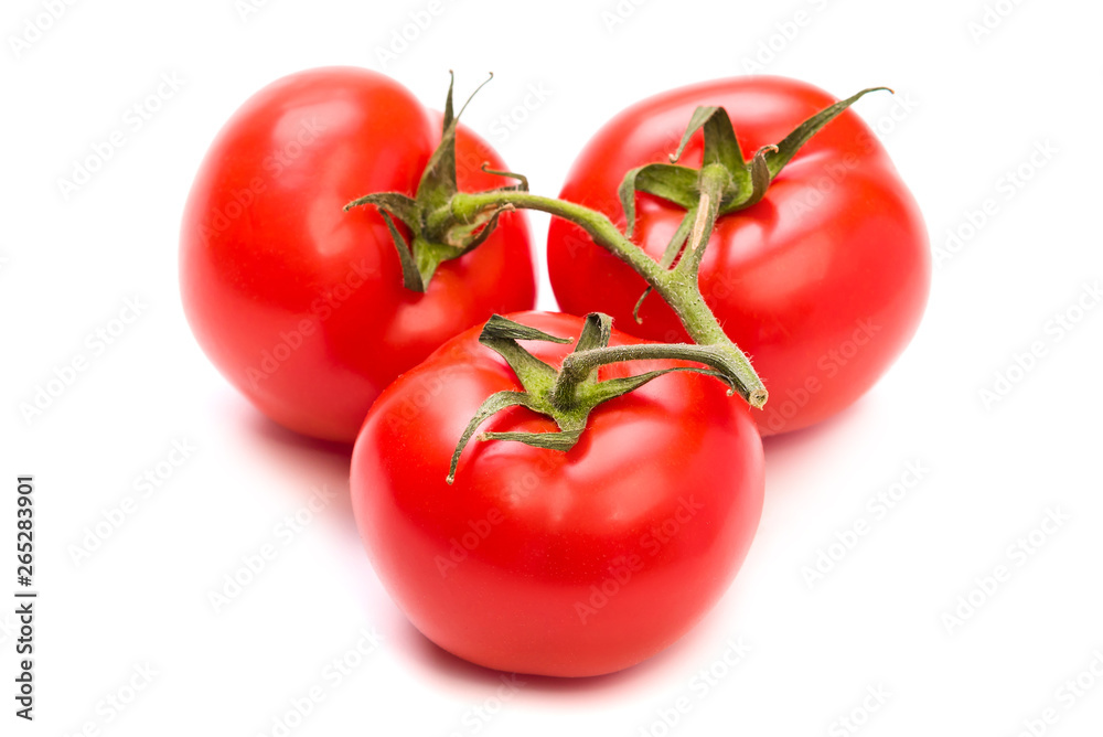 Tomatoes. A branch of ripe tomatoes. Isolate on white background Tomatoes. A branch of ripe tomatoes. Isolate on white background