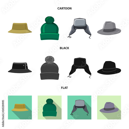 Isolated object of headgear and cap sign. Set of headgear and accessory stock symbol for web.