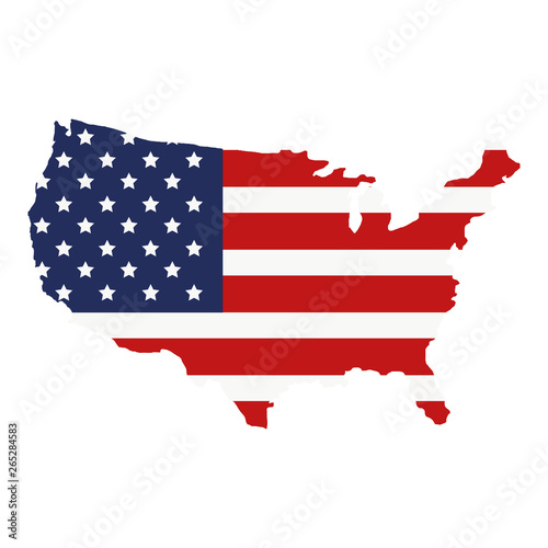 map with united states of america flag