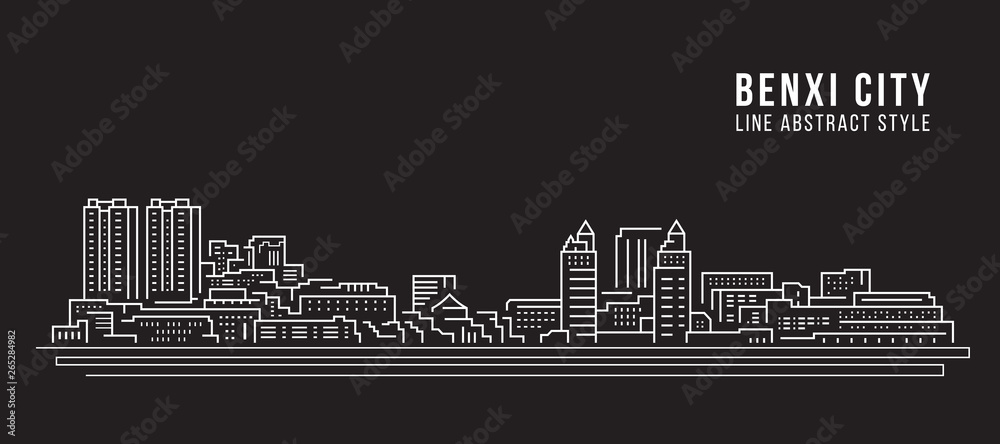 Cityscape Building Line art Vector Illustration design - Benxi city Cityscape Building Line art Vector Illustration design - Benxi city