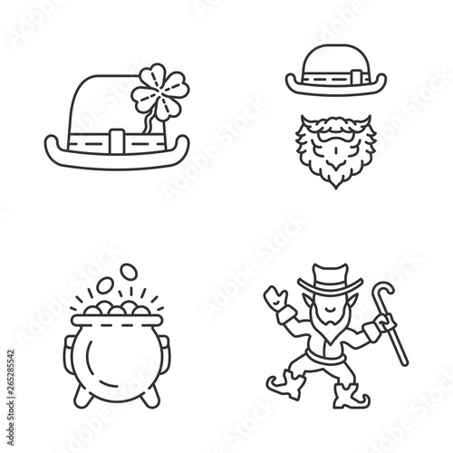Saint Patrick’s Day glyph icons set linear icons set