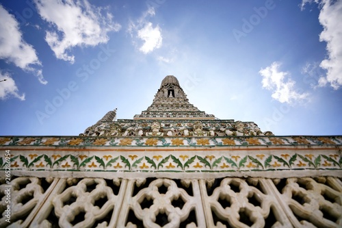Many beautiful chedi at wat arun as a famous landmark in Bangkok, Thailand © CaesarSiam