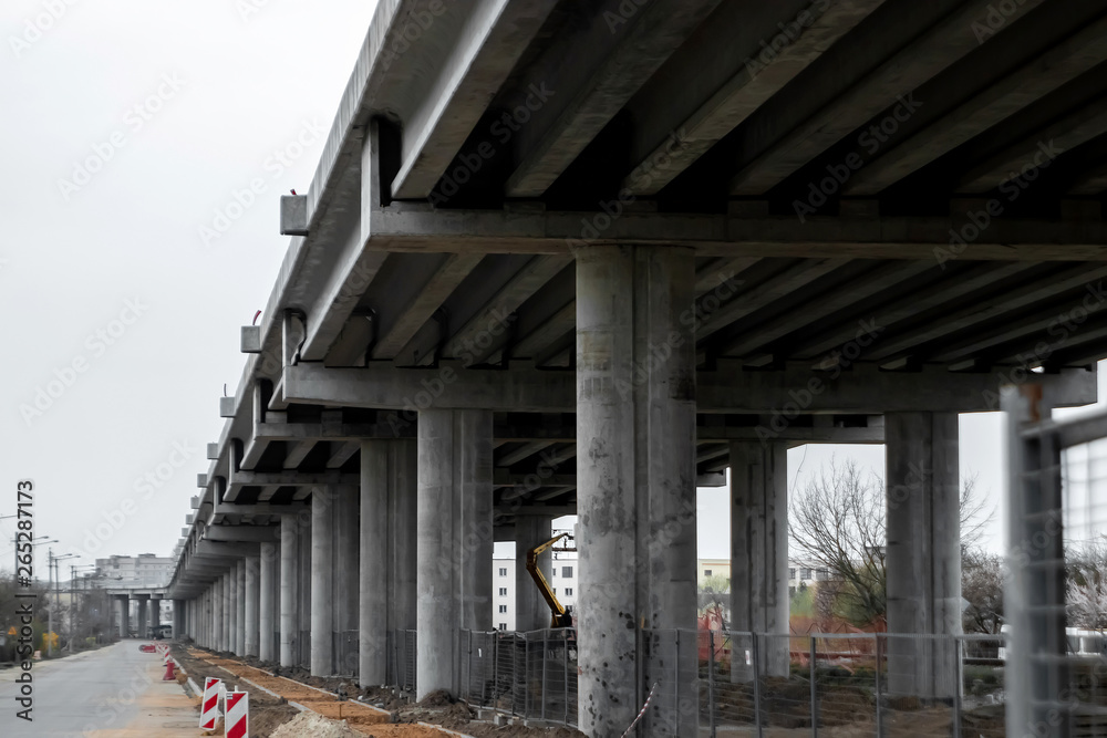 Construction site, construction site, bridge construction, view from below. Construction site, construction site, bridge construction, view from below.