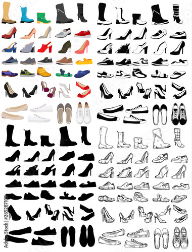 set, collection of men's and women's shoes