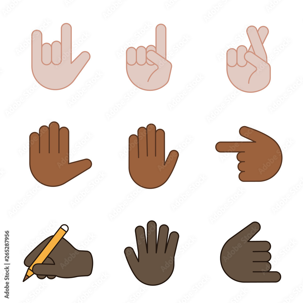 Hand gesture emojis color icons set Hand gesture emojis color icons set