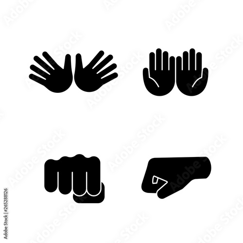 Hand gesture emojis glyph icons set