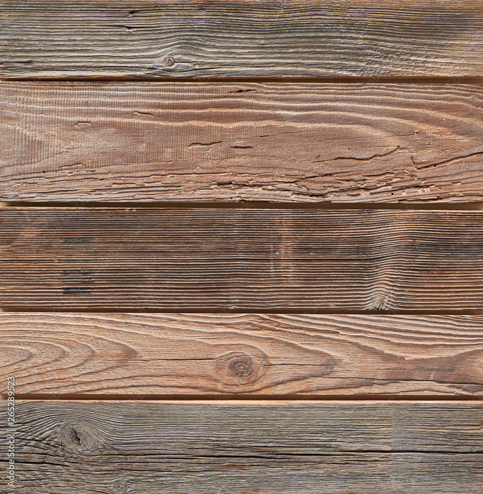 Fototapeta premium Aged rustic wooden planks, top view, copy-space