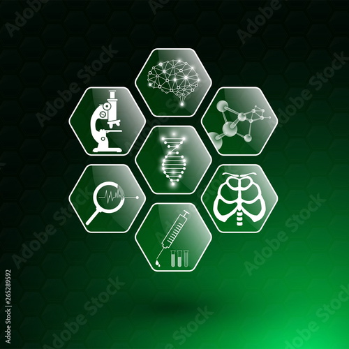 abstract background technology concept in green light,human body heal,technology modern medical science in future and global international medical with tests analysis clone DNA human