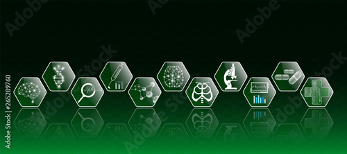 abstract background technology concept in green light,human body heal,technology modern medical science in future and global international medical with tests analysis clone DNA human