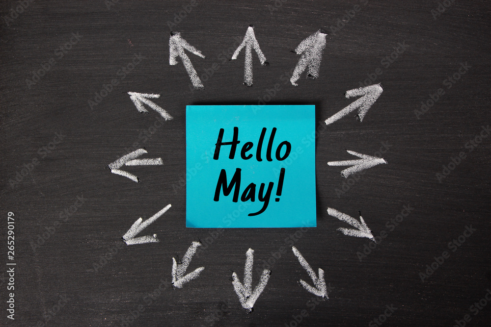 Fototapeta premium Hello May Concept On Sticky Note