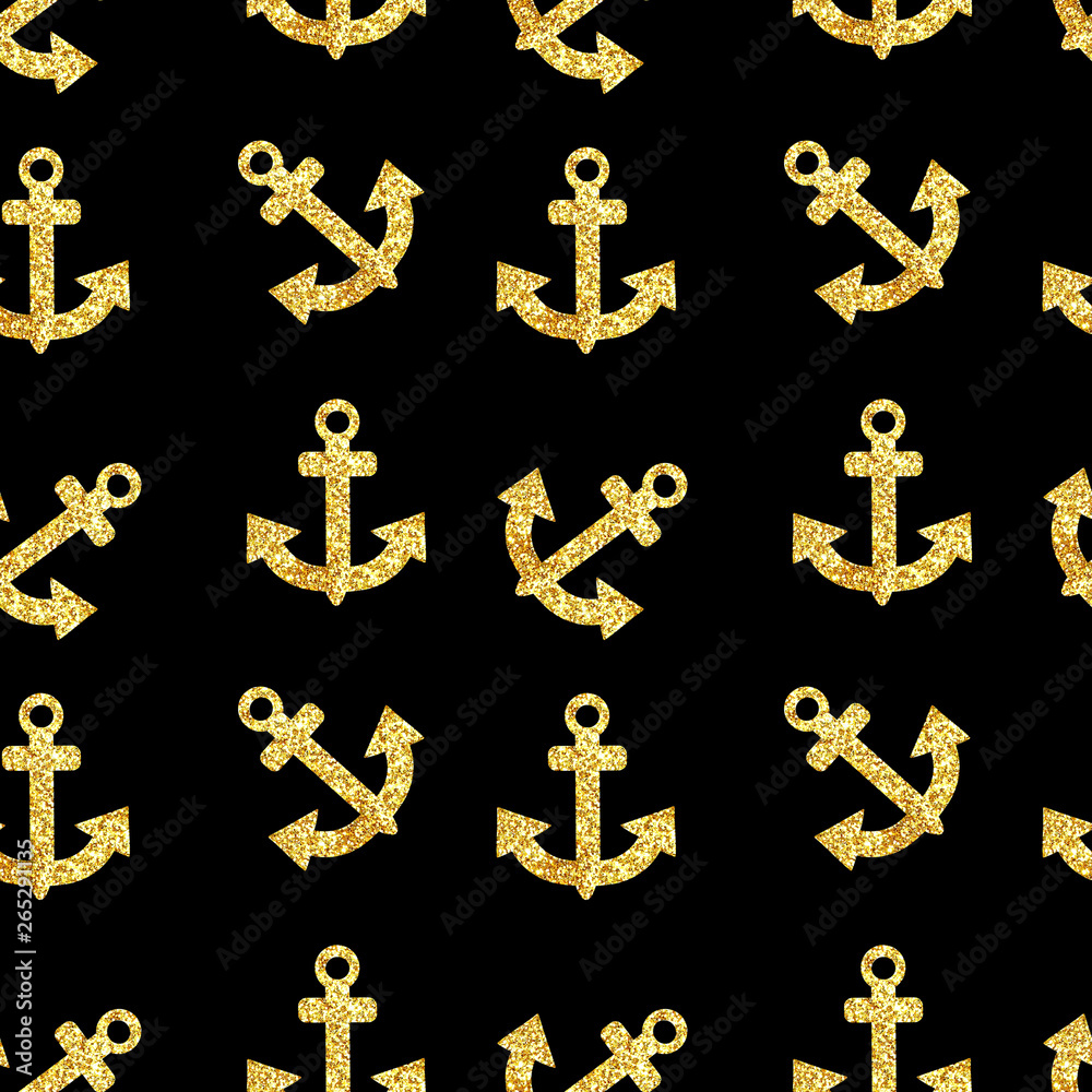 Golden Glitter sparkling sea life seamless pattern Golden Glitter sparkling sea life seamless pattern