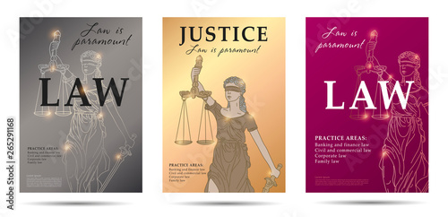 law set of posters with lady justice