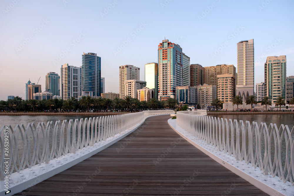 Beautiful Evening View of Sharjah Skyline Beautiful Evening View of Sharjah Skyline