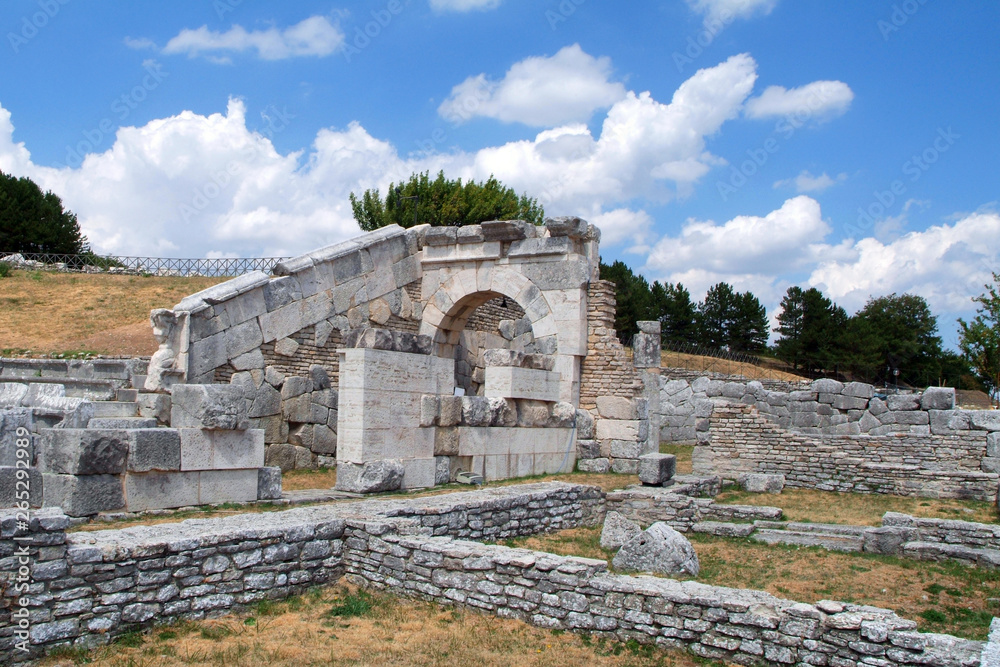 Pietrabbondante, Molise/Italy - The archaeological remains with the Samnites Temple and Theatre.