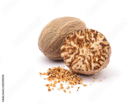 nutmeg isolated on white background photo