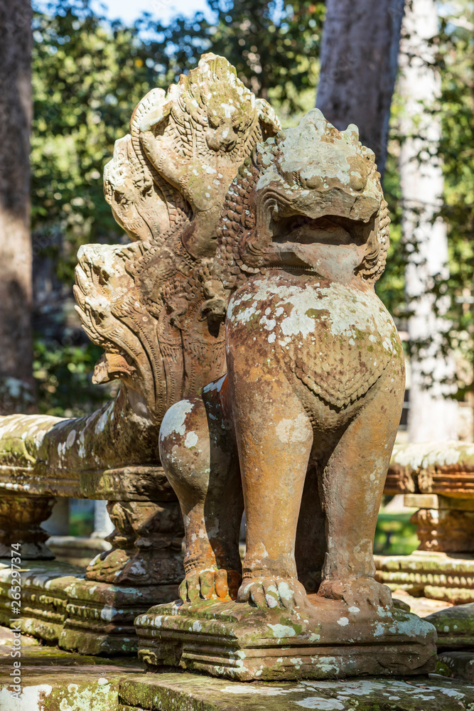 Lion statue at Bayon temple, Angkor Thom, Siem Reap, Cambodia Lion statue at Bayon temple, Angkor Thom, Siem Reap, Cambodia