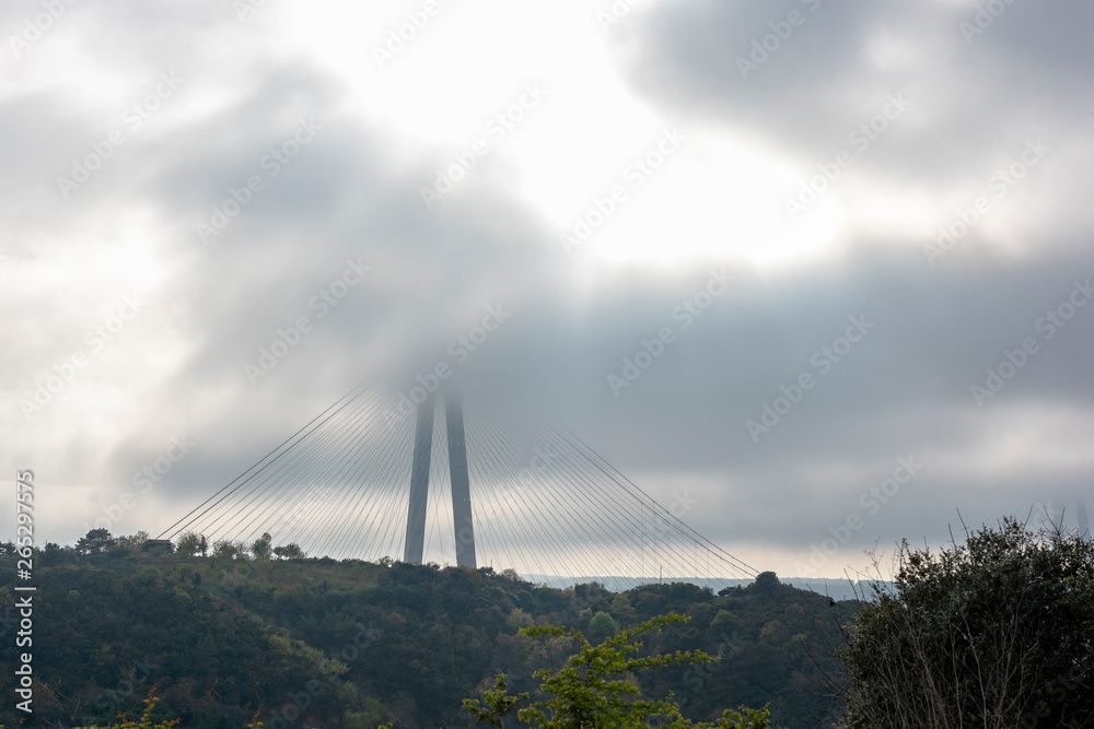 Fototapeta premium Aerial view of Yavuz Sultan Selim bridge in Istanbul bosphorus