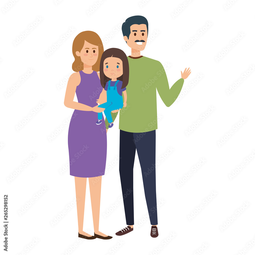Obraz premium parents couple with daughter characters