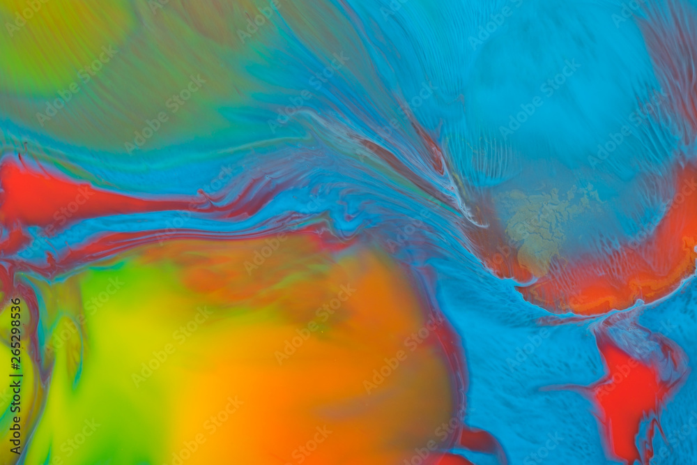 Fototapeta premium Fluid acrylic paint background, abstract texture. Colorful mix of acrylic vibrant colors.
