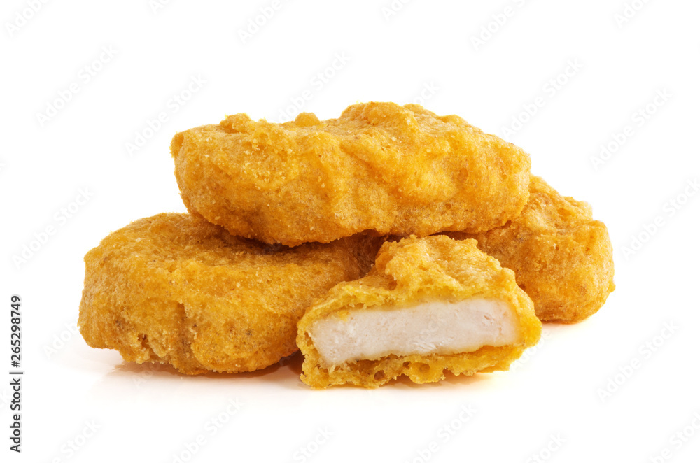 Fried chicken nuggets isolated on white Fried chicken nuggets isolated on white