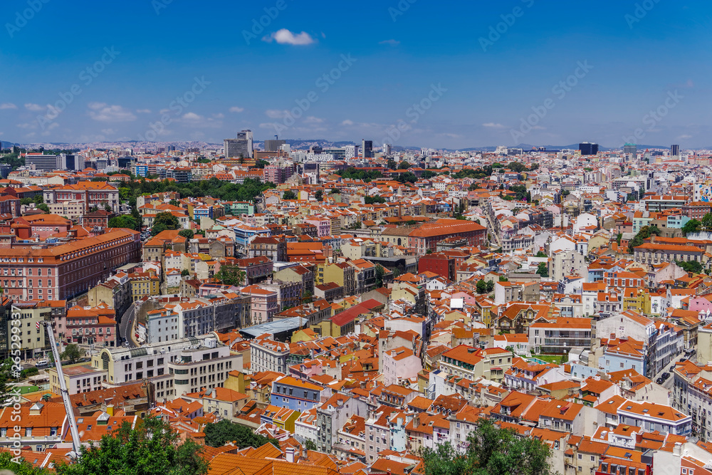 Northern suburbs day view, panoramic landscape view of capital, seen from Saint George castle, Lisbon, Portugal Northern suburbs day view, panoramic landscape view of capital, seen from Saint George castle, Lisbon, Portugal