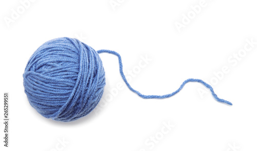 Ball of yarn on white background