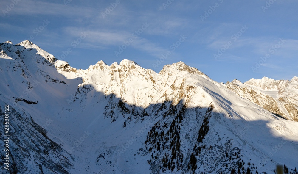 Obraz premium Sunrise at ski resort Ladurns, Italy