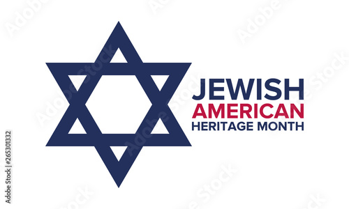Jewish American Heritage Month. Celebrated in May. Annual recognition of Jewish American achievements in and contributions to the United States of America. Poster, card, banner and background. Vector