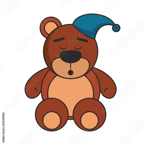 Teddy bear with pijama hat cartoon