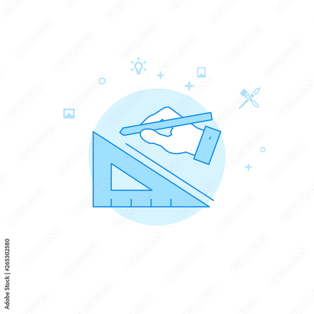 Designer, Architect Flat Vector Illustration, Icon. Light Blue Monochrome Design. Editable Stroke Designer, Architect Flat Vector Illustration, Icon. Light Blue Monochrome Design. Editable Stroke