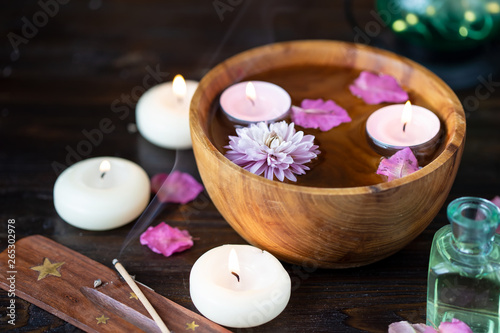 Items for aromatherapy  massage. Relax and spa theme