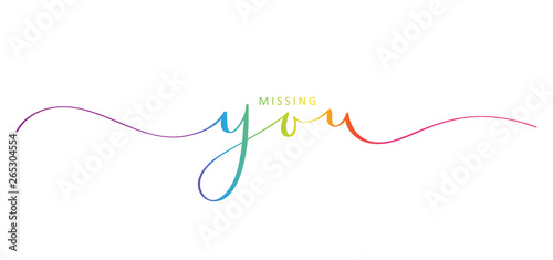 MISSING YOU rainbow brush calligraphy banner