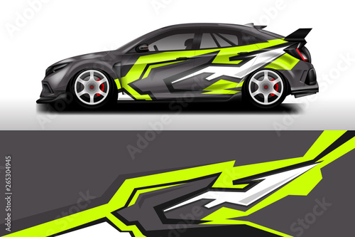 Wrap livery decal car vector , supercar, rally, drift . Graphic abstract stripe racing background . Eps 10 © Alleuy