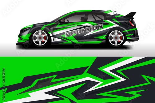 Wrap livery decal car vector , supercar, rally, drift . Graphic abstract stripe racing background . Eps 10 © Alleuy